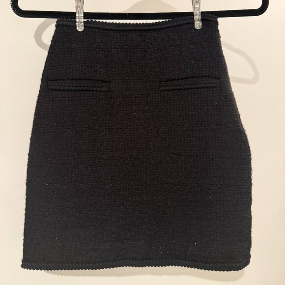Black Tweed Mini Skirt Black Size 0 - Picture 3 of 5